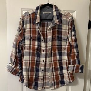 Outerknown Plaid Shirt - Navy, Rust, and Cream